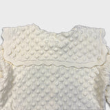 Vintage 90s Ivory Bobble Knit Cardigan Womens Small White Pearl Button Sweater