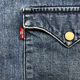 Levi’s Denim Shirt Mens Medium Blue Slim Fit Western Pearl Snap Button Up