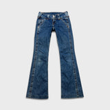 Vintage Y2K True Religion Sammy Jeans Womens 28x32 Blue Low Rise Flare Leg Bootcut Denim Pants