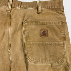 Carhartt Pants Mens 34x32 Beige Carpenter Thrashed Workwear Hammer Loop Canvas