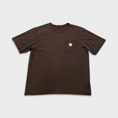Carhartt T Shirt Mens XL Brown Original Fit Workwear Distressed Faded Pocket Tee