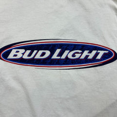 Vintage Y2K Bud Light T Shirt Mens XL White Beer Logo Graphic Short Sleeve Tee
