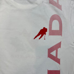 Vintage Y2K Team Canada Hockey T Shirt Mens Large White Bulletin Sleeve Flag Tee