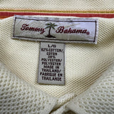 Tommy Bahama Polo Shirt Mens Large Yellow Short Sleeve Logo Preppy Casual