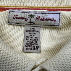 Tommy Bahama Polo Shirt Mens Large Yellow Short Sleeve Logo Preppy Casual
