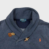Vintage 90s Polo Ralph Lauren Shawl Collar Sweatshirt Mens XL Blue Pony Pullover