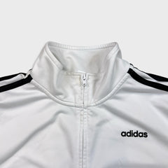 Adidas Sweatshirt Mens Medium White Essentials 3 Stripe Full Zip Tracksuit Top