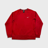 Nike SB Sweatshirt Mens Large Red Sportswear Swoosh Pullover Crewneck