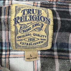 True Religion Shirt Mens Large Multicolor Plaid Western Long Sleeve Button Up