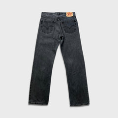 Vintage Y2K Levi's 505 Jeans Mens 33x32 Black Regular Fit Straight Leg Dark Wash Faded Denim Pants