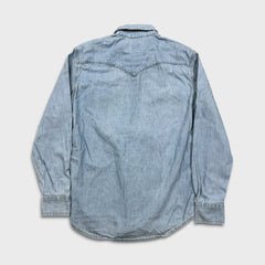 Levi's Denim Shirt Mens Small Blue Light Wash Casual Western Pearl Snap