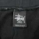 Stussy Worldwide Sweatpants Mens Large Black Faded Taper Leg Fleece Jogger