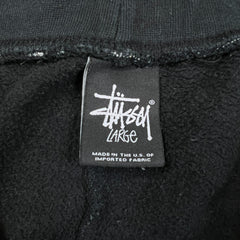 Stussy Worldwide Sweatpants Mens Large Black Faded Taper Leg Fleece Jogger