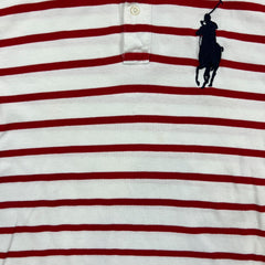 Vintage 90s Polo Ralph Lauren Shirt Mens Large White Big Pony Striped Preppy Short Sleeve