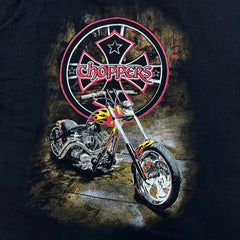 Vintage Y2K West Coast Choppers T Shirt Mens Large Black Double Side Cross Biker Tee