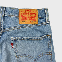 Levi's 551 Z Jeans Mens 30x32 Blue Straight Fit Light Wash Embroidered Logo Denim Pants