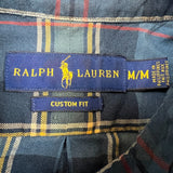 Polo Ralph Lauren Shirt Mens Medium Blue Pony Plaid Striped Preppy Button Up Long Sleeve