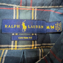 Polo Ralph Lauren Shirt Mens Medium Blue Pony Plaid Striped Preppy Button Up Long Sleeve