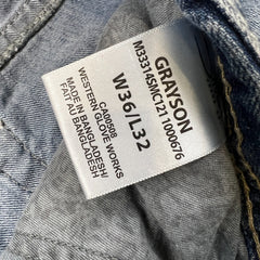 Silver Jeans Co. Grayson Mens 36x29 Blue Relaxed Fit Straight Leg Light Wash Denim Pants