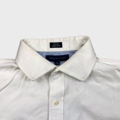Tommy Hilfiger Shirt Mens Large White Slim Fit Preppy Long Sleeve Button Up