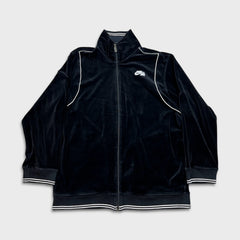 Vintage Y2K Nike Air Sweatshirt Mens Large Black Sportswear Swoosh Full Zip Velour Track Top