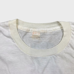 Vintage 80s Blank T Shirt Mens Medium White Single Stitch Basic Short Sleeve Tee