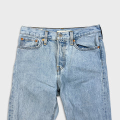 Levi's Wedgie Jeans Womens 27x28 Blue Slim Straight Fit Frayed Leg Distressed Denim Pants