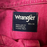 Vintage 90s Wrangler Shirt Mens XL Pink Brushpopper Cowboy Western Button Up