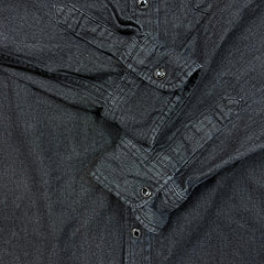 Dickies Denim Shirt Mens Large Black Dark Wash Casual Workwear Button Up