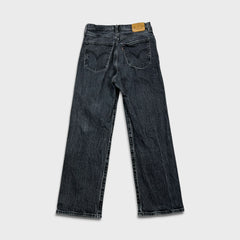 Levi's Ribcage Straight Ankle Jean Womens 28x27 Black High Rise Medium Wash Denim Pants