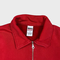 Vintage 90s Roots Athletics Sweatshirt Mens Large Red 1/4 Zip Faded Pullover