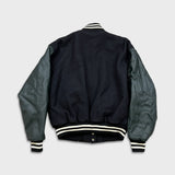 Vintage 90s EMI Music Canada Varsity Jacket Men Medium Black Wool Leather Bomber