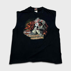 2013 Harley Davidson Sleeveless Mens XL Black Attitude Flame Skull Tank Top