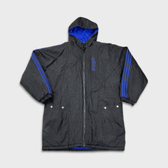 Vintage 90s Adidas Jacket Mens Large Black Stripe Spell Out Oversized Coat