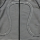 Lululemon Scuba Hoodie Womens Size 10 White Full Zip Striped Hooded Sweater