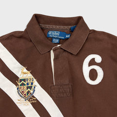 Vintage 90s Polo Ralph Lauren Shirt Mens Medium Brown RLPC Crest Short Sleeve