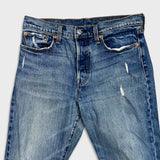 Levi's 501 Jeans Mens 30x26 Blue Original Fit Straight Distress Frayed Leg Denim Pants