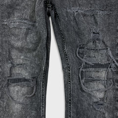 Levi's 512 Jeans Men 34x30 Black Slim Taper Leg Dark Wash Distressed Stretch Denim Pants