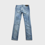 Diesel Jeans Mens 32x31 Blue Thavar Slim Skinny Light Wash Distressed Denim Pants