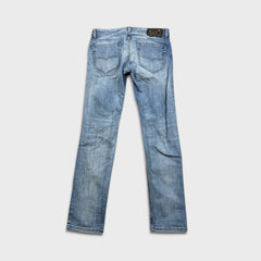 Diesel Jeans Mens 32x31 Blue Thavar Slim Skinny Light Wash Distressed Denim Pants