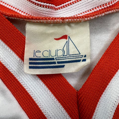 Vintage Le Club T Shirt Mens XL White Ringer V Neck 80s Retro Blank Tee