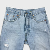 Levi's 501 S Jeans Women 26x29 Blue Skinny High Rise Light Wash Distressed Denim Pants