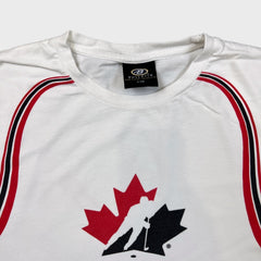 Vintage Y2K Team Canada Hockey T Shirt Mens Large White Bulletin Sleeve Flag Tee