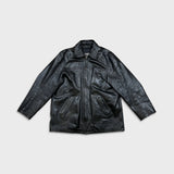 Vintage 90s Oakwood Classic Genuine Leather Jacket Mens Large Black Thinsulate Insulated