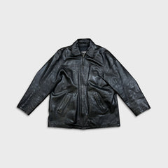 Vintage 90s Oakwood Classic Genuine Leather Jacket Mens Large Black Thinsulate Insulated