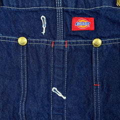 Dickies Overalls Mens 42x28 Blue Bib Medium Wash Hammer Loop Workwear Denim