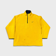 Vintage Y2K Nike Sportswear Fleece Mens XL Yellow Swoosh 1/4 Zip USA Pullover Jacket