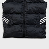 Adidas Puffer Down Vest Mens XL Black Essentials 3 Stripe Full Zip Outdoor Jacket