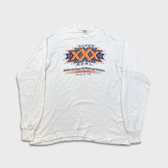 Vintage 1996 Super Bowl XXX Long Sleeve Tee Mens XL White Cowboys Steelers NFL