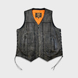 Milwaukee Leather Vest Mens 2XL Brown Roulette Distressed 10 Pocket Biker